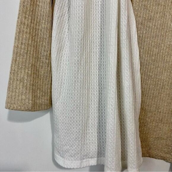 Bobeau Women’s Open Front Two Tone Cardigan Ivory & Oatmeal Size Medium NWT - Picture 3 of 7